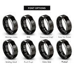 font options for inside engraving on black & grey block formation circle rings