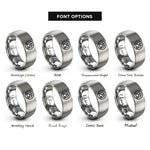 font options for inside engraving on gray block formation circle rings