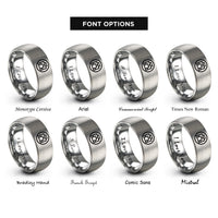 font options for inside engraving on gray block formation circle rings