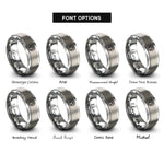 font options for inside engraving on grey block formation circle rings