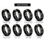 font options for inside engraving on black & grey blood drip rings