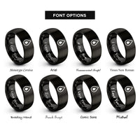 font options for inside engraving on black blood drop rings