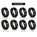 font options for inside engraving on black blood drop rings