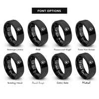 font options for inside engraving on black blood drop rings