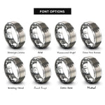 font options for inside engraving on gray blood drop rings