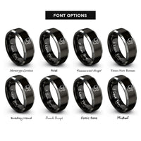 font options for inside engraving on black & grey blood pressure cuff rings