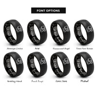 font options for inside engraving on black blood pressure cuff rings
