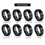 font options for inside engraving on gunmetal & blue blood pressure cuff rings