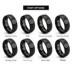 font options for inside engraving on black blossom paw wreath rings