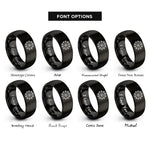 font options for inside engraving on black blossom paw wreath rings