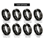 font options for inside engraving on black & gray blow off valve rings