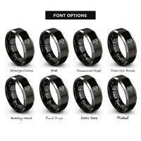 font options for inside engraving on black & gray blow off valve rings