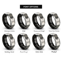 font options for inside engraving on black & silver blow off valve rings