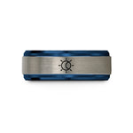 unisex tungsten band blue – blue & gray tungsten solar eclipse wedding band