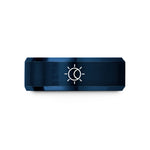 engraved ring for him – blue tungsten solar eclipse wedding band