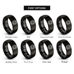 font options for inside engraving on black blue circle rings