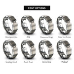 font options for inside engraving on silver blue circle rings