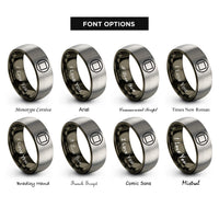 font options for inside engraving on gunmetal & silver blue circle rings