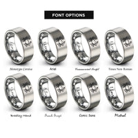 font options for inside engraving on gray blue crab rings