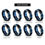 font options for inside engraving on blue & gray blue flag rings