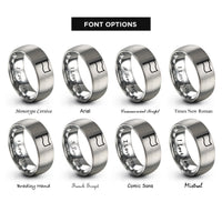 font options for inside engraving on grey blue flag rings