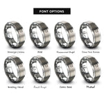 font options for inside engraving on grey blue flag rings