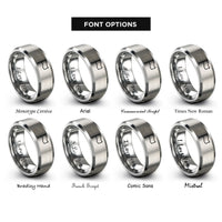 font options for inside engraving on silver blue flag rings