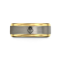 tungsten rings for her – black & gold & gray tungsten heart paw halo wedding band