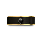 unique blue present ideas – black & gold tungsten heart paw halo wedding band