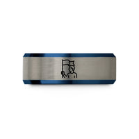 unique blue presents her – blue & silver tungsten human flag wedding band
