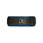 blue themed presents her – gunmetal & blue tungsten human flag wedding band