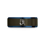 blue themed presents her – gunmetal & blue tungsten human flag wedding band