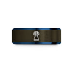 engraved rings for her – gunmetal & blue tungsten rocket engine wedding band