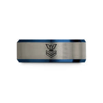 blue tungsten ring – black & blue & gray tungsten officer eagle wedding band