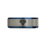 blue tungsten men's ring – black & blue & grey tungsten ram wedding band