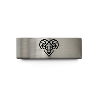 tungsten wedding band him – black & blue & grey tungsten ram wedding band