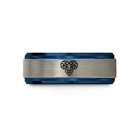 men's black wedding ring – blue & gray tungsten ram wedding band