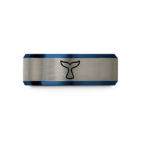 wedding band for him – blue & silver tungsten whale tail wedding band