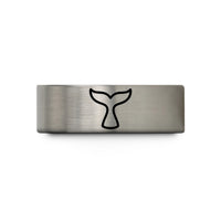 wedding band for him – blue & silver tungsten whale tail wedding band