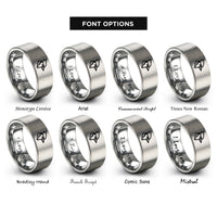 font options for inside engraving on grey blue jay rings