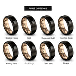 font options for inside engraving on black & rose gold blue line rings