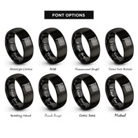 font options for inside engraving on black blue line rings
