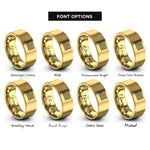 font options for inside engraving on gold blue line rings