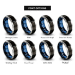 font options for inside engraving on black & blue & gray blue marlin rings