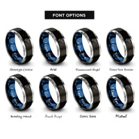 font options for inside engraving on black & blue & gray blue marlin rings
