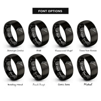font options for inside engraving on black blue marlin rings