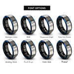font options for inside engraving on black & blue & gray blue square rings