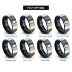 font options for inside engraving on black & blue & grey blue square rings