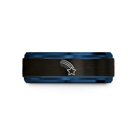 wedding rings for wives – black & blue tungsten star trail wedding band