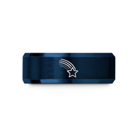 engraved tungsten rings her – black & blue tungsten star trail wedding band
